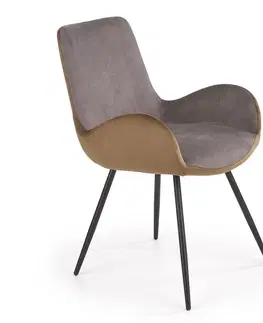 Čalúnené stoličky Stolička K392 tkanina/kov tmavý popol/hnedá 53x60x82
