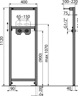 Kúpeľňa Alcadrain Montážny rám pre batériu A104B/1120 A104B/1120