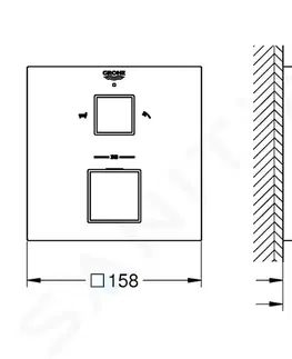 Kúpeľňové batérie GROHE - Grohtherm Cube Termostatická batéria pod omietku pre 2 spotrebiče, kefovaný Hard Graphite 24155AL0