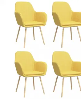 Jedálenské stoličky a kreslá Jedálenská stolička 4 ks látka / bukové drevo Dekorhome Žltá
