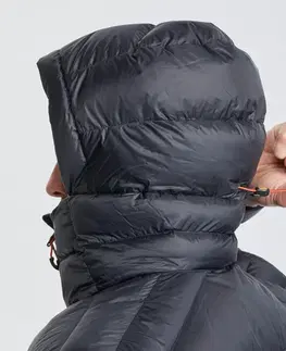 bundy a vesty Pánska páperová bunda MT500 na horskú turistiku s kapucňou do -10 °C čierna