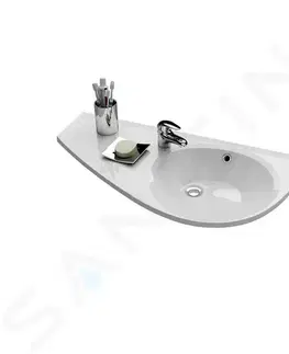 Kúpeľňa RAVAK - Avocado Umývadlo, 850x450 mm, s prepadom, s otvorom na batériu, odkladacia plocha vľavo, biela XJ1L1100000