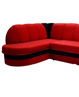 Sedacie súpravy NABBI Belluno L rohová sedačka s rozkladom a úložným priestorom červená / čierna