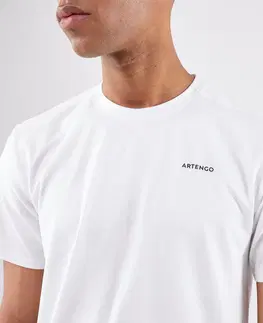 bedminton Pánske tenisové tričko Dry Matter of Lines krátky rukáv béžové