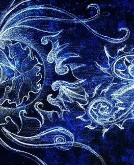 Abstraktné tapety Tapeta neobyčajná modrá kresba