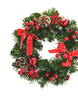 Vianočné dekorácie Vianočný veniec s bazovým kvetom, 30 cm
