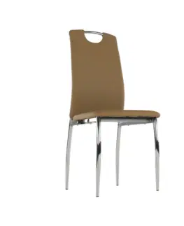 Stoličky Jedálenská stolička, ekokoža béžová/chróm, ERVINA
