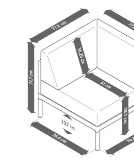 Outdoor Furniture Sets Rohový modul 1-miestnej pohovky s prémiovými poťahmi