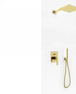 Kúpeľňové batérie KOHLMAN KOHLMAN  - sprchový set s dažďovou sprchou 25 cm, vyústením a ručnou sprchou, zlato lesk QW210EGDQ25
