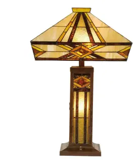 Stolové lampy Clayre&Eef Jasne osvetlená stolná lampa Glenys, štýl Tiffany