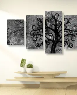 Čiernobiele obrazy 5-dielny obraz čiernobiely strom života
