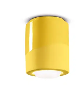 Bodové svetlá Ferroluce Stropné svietidlo PI, valcové, Ø 12,5 cm žlté