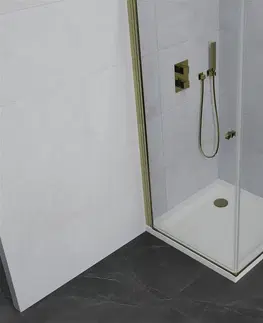Vane MEXEN/S - Pretoria otváracia sprchovací kút 80x80, sklo transparent, zlatý + vanička 852-080-080-50-00-4010