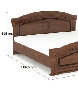Postele NABBI Molis BD-160 rustikálna manželská posteľ s roštom 160x200 cm čerešňa portofino