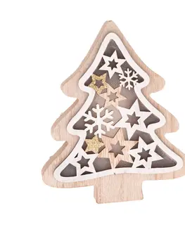 Vianočné dekorácie Drevený stromček s LED svetlom Stellar, 13 x 15,5 x 3 cm