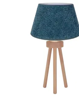Lampy   - Stolná lampa BOUCLE 1xE27/15W/230V tyrkysová/drevo 