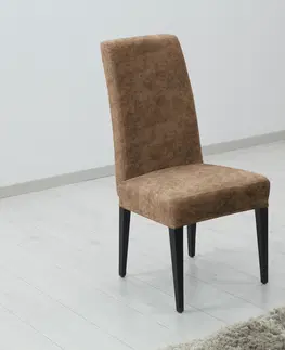 Stoličky Poťah elastický na celú stoličku, komplet 2 ks Estivella odolný proti škvrnám, svetlo hnedý
