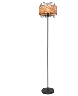 Stojacie lampy Globo Stojaca lampa Gina s bambusovým tienidlom na lampu