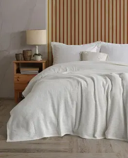 Prikrývky na spanie 4Home Bavlnený prehoz na posteľ Claire krémová, 220 x 240 cm