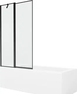 Sprchové dvere MEXEN/S - Cubik obdĺžniková vaňa 150 x 70 cm s panelom + vaňová zástena 100 cm, čierna vzor 550315070X9410117070