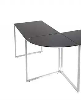 Pracovné stoly Písací stôl sklo Dekorhome Biela / strieborná