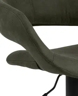 Barové stoličky Dkton Dizajnová barová stolička Natania, olivovo zelená a čierna