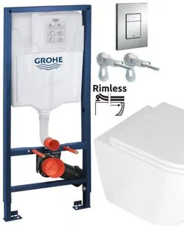 Záchody Rapid SL pre závesné WC 38528SET s chrómovou doskou + WC REA Carlo Mini Basic Rimlesss + SEDADLO 38772001 CB1