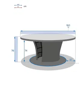 Stolčeky DEOKORK Ratanový stôl jedálenský BORNEO LUXURY priemer 160 cm (sivá)
