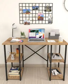 Písacie stoly STENNY písací stôl s regálmi, borovica 
