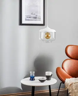 Závesné svietidlá Solbika Lighting Závesná lampa Monochrome Flash číra/biela Ø 25 cm