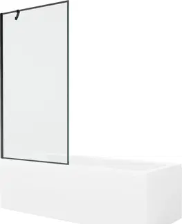 Sprchové dvere MEXEN/S - Cubik obdĺžniková vaňa 170 x 70 cm s panelom + vaňová zástena 90 cm, čierna vzor 550317070X9509007070