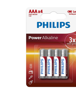 Predlžovacie káble Philips Philips LR03P4B/10 - 4 ks Alkalická batéria AAA POWER ALKALINE 1,5V 