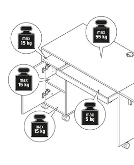 Desks Multifunkčný stôl s rozkladacou stolovou doskou
