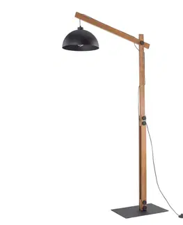 Stojacie lampy Podlahová lampa TK 5128 OSLO tmavé drevo