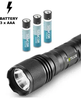 Svetlá a baterky Retlux RPL 110 Ručné LED svietidlo na AAA batérie​, dosvit 100 m, výdrž 48 hodín
