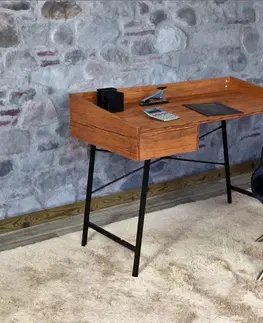 Pracovné stoly Písací stôl so zásuvkou Dekorhome Hnedá