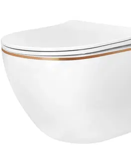 Záchody REA/S - Sada: WC misa CARLO Mini + bidet CARLO Mini biely so zlatým okrajom KPL-C1222
