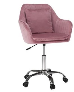 Kancelárske stoličky KONDELA Klian kancelárske kreslo ružová (Velvet) / chróm