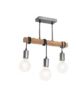 Zavesne lampy Priemyselná závesná lampa drevo s oceľou 3 -svetlá - Gallow