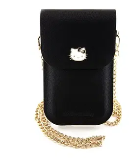 Puzdrá na mobilné telefóny Taška na telefón Hello Kitty PU Metal Logo Leather, čierna 57983116950
