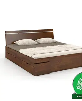 Drevené postele Posteľ borovicová Skandica Sparta maxi+zásuvka 160X200 orech