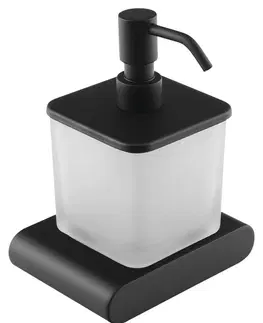 Držadlá k vani SAPHO - FLORI dávkovač mydla 300 ml, mliečne sklo, čierny mat RF019/15