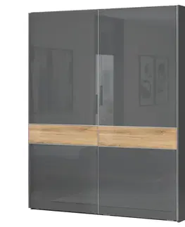 Spálňové skrine s posuvnými dverami Skriňa 2d Onyx pk181/on lakované pacific walnut/anthracit