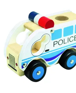 Drevené vláčiky Bino Drevené auto Polícia, modrá