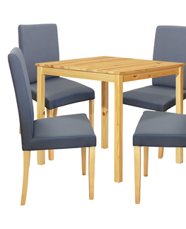 Jedálenské sety Jedálenský stôl 8842 lak + 4 stoličky PRIMA 3038 sivá/svetlé nohy