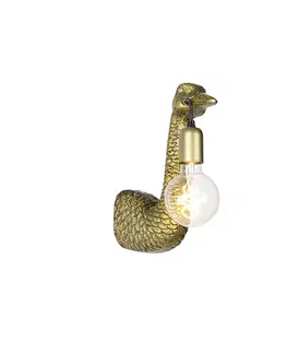 Nastenne lampy Vintage nástenné svietidlo mosadz - vták ťava
