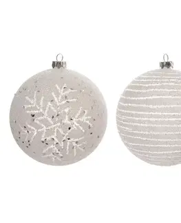 Vianočné dekorácie – do vnútra Guľa plastova dekorovaná 8 cm biela 27226