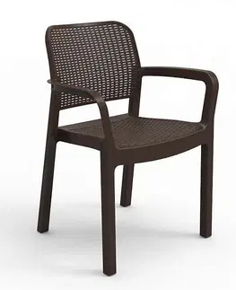 Záhradné stoličky a kreslá DEOKORK Záhradná plastová stolička KARA (hnedé)