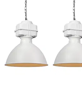 Zavesne lampy Sada 2 priemyselných závesných žiaroviek malá matná biela - Sicko