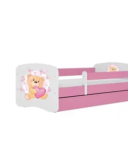 Jednolôžkové postele Detská Posteľ. Babydreams+Sz+M Ružová 70x140 Medveď Bot